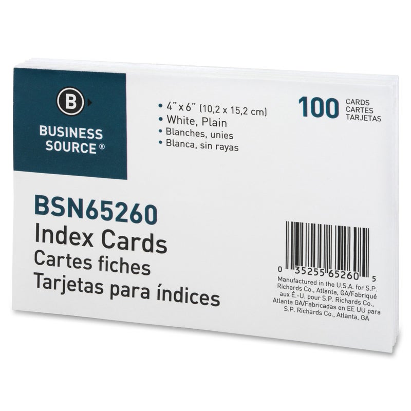 Business Source, BSN65260, Plain Index Cards, 100 / Pack - Image 2